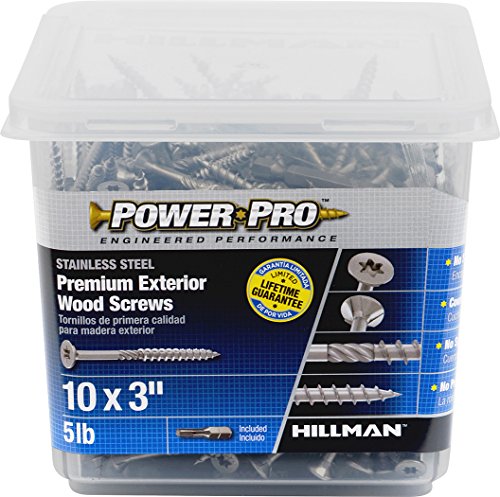 Power Pro 48628 Wood Screws 10 X 3 Premium Stainless Marine Rust Resistant Steel 5lb Tub 330 Pcs