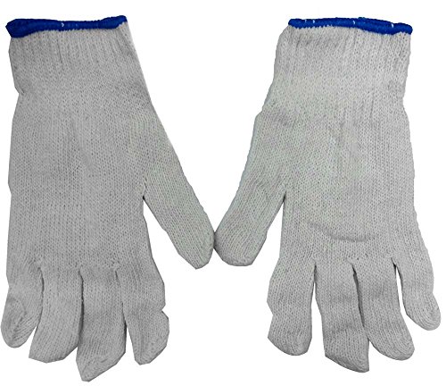 Toolusa Mens Size Small Or Ladies Bleached White String Gloves With Green At Cuff Gl-87445-z12 Pack Of 12 Pairs