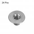 Uxcell M8 T-nuts 24pcs Carbon Steel Tee Nuts Round Base Weld 10mm Height Through Hole Flange Insert Female Thread Plate