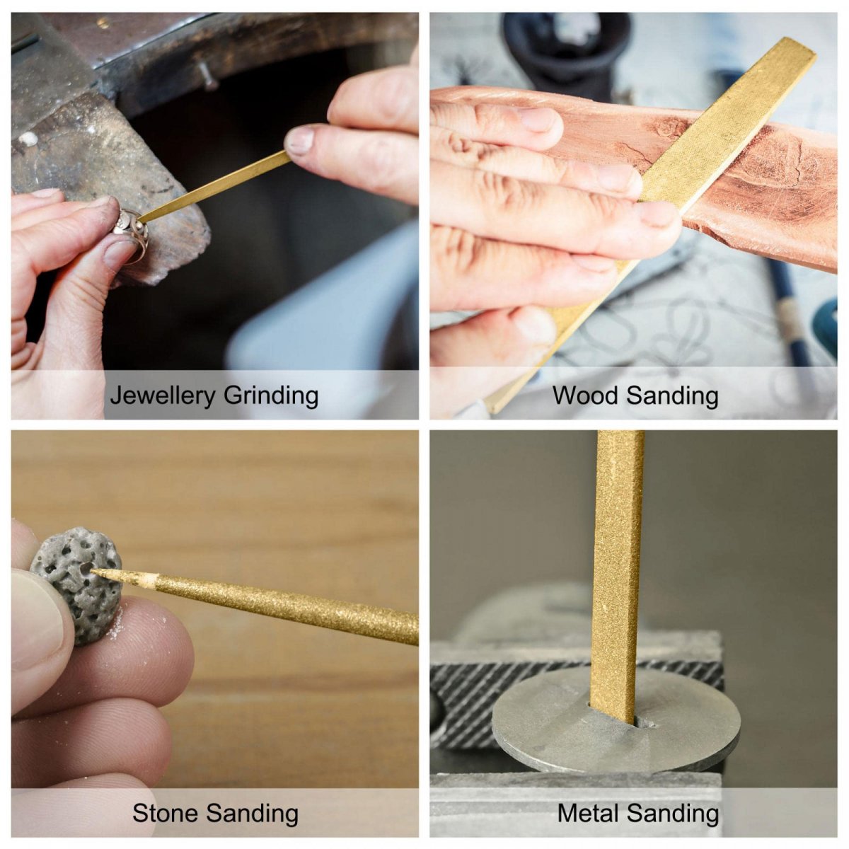 Diamond Needle Files 4mm X 160mm Titanium Coated Round Type File Handles Hand Tool For Metal Wood Stone Marble 2pcs