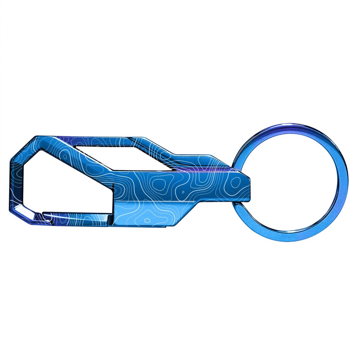 Ipick Image Car Keychain Laser Etched Topographic Blue Carabiner Style Snap Hook Metal Key Chain For Men Women