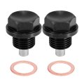 2 Set M16x1 5 Oil Drain Plug Magnetic Aluminum Alloy Sump Nut Bolt With Washer For Car Motorcycle Black 