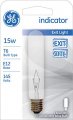 Ge Appliance Incandescent Light Bulb T6 15-watt 100 Lumen Candelabra Base Soft White 1-pack Exit Indicator
