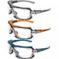 Global Vision 3 Pairs Octane Safety Glasses Grey Orange And Blue Gaskets Clear Lens 