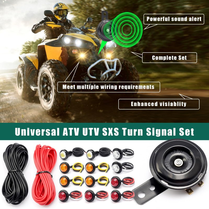 Yuxivcne Universal Atv Utv Sxs Turn Signal Kit Street Legal With Rocker Switch Light Horn Flash Relay Fuse Wire For Rov Golf