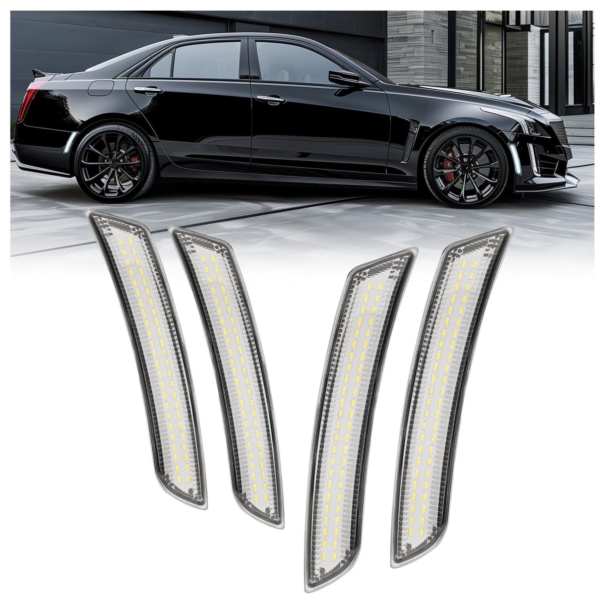 Hecasa Led Camaro Side Marker Lights For 2016-2024 Chevy Chevrolet Ls Lt Ss Zl 2014-2019 Cadillac Cts Ats Front Rear Bumper