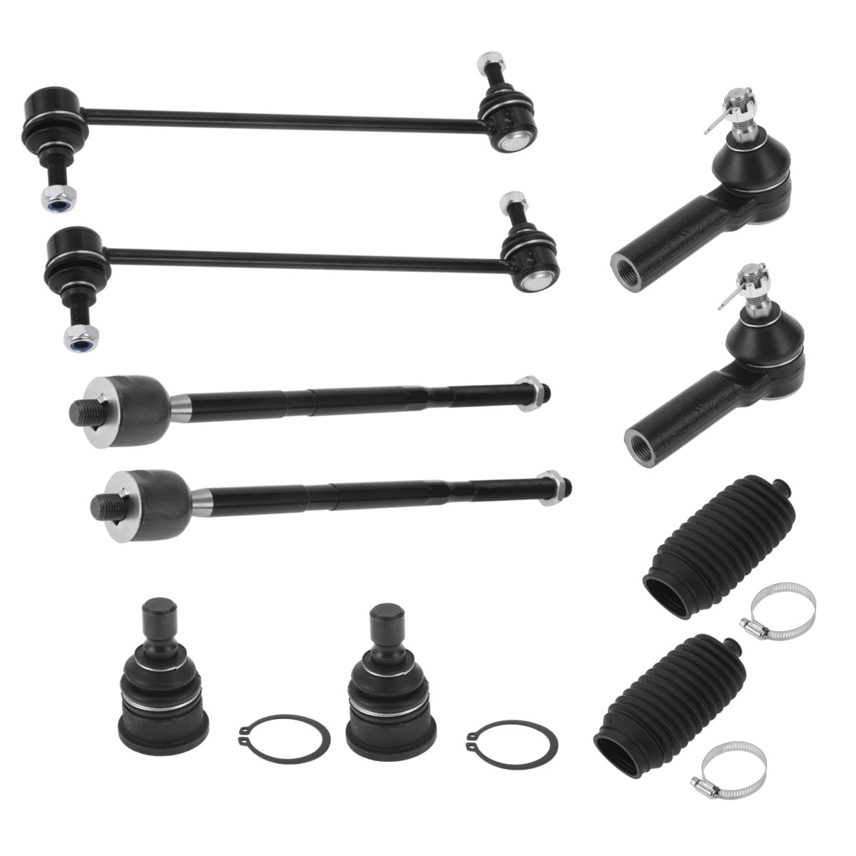 10pcs Front Suspension Kit Inner Outer Tie Rod End Sway Bar Link Lower Ball Joint With Boot For Mazda Tribute 05-06 08-09 No