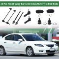 10pcs Front Suspension Kit Inner Outer Tie Rod End Sway Bar Link Lower Ball Joint With Boot For Mazda Tribute 05-06 08-09 No