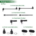 10pcs Front Suspension Kit Inner Outer Tie Rod End Sway Bar Link Lower Ball Joint With Boot For Mazda Tribute 05-06 08-09 No