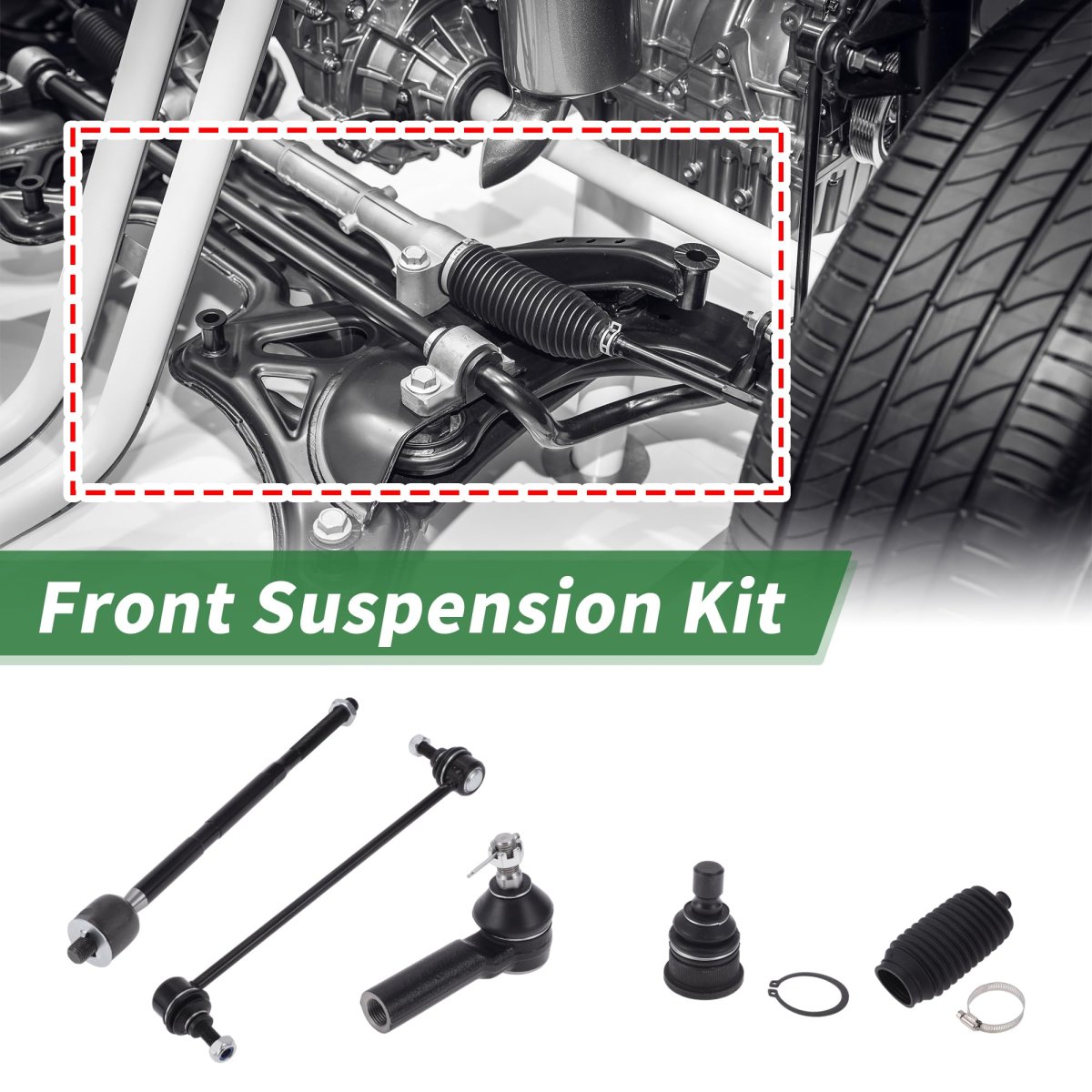 10pcs Front Suspension Kit Inner Outer Tie Rod End Sway Bar Link Lower Ball Joint With Boot For Mazda Tribute 05-06 08-09 No