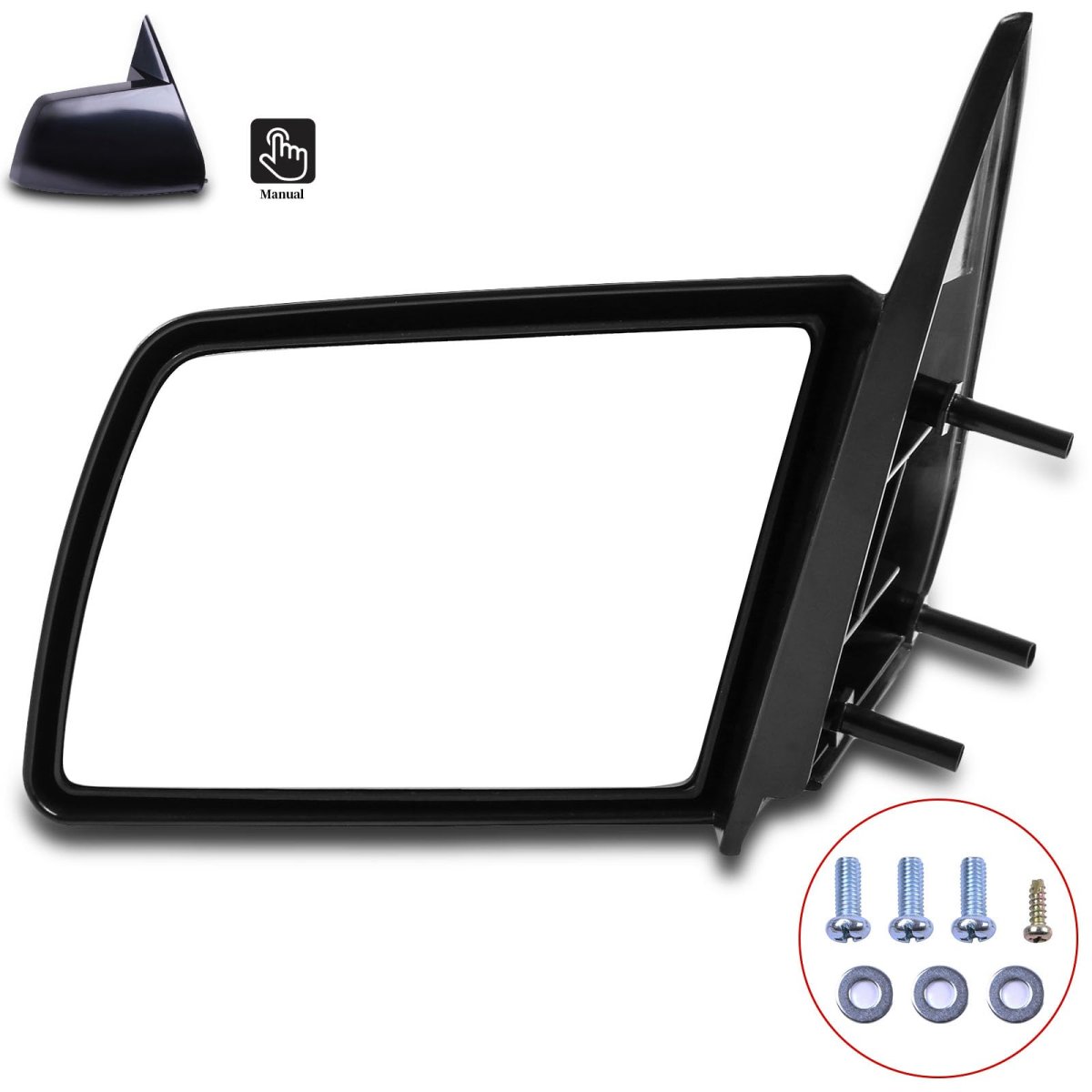 Driver Side View Mirror For 1988 To 1999 Chevy K Pickup Manual Adjustment Black Exterior Fits Chevrolet Blazer Suburban Tahoe