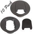 Round Plastic Desk Grommet Black 10 Pack Fits 2 25 In X 3 75 Hole 4 125 Overall Width 1 Thickness