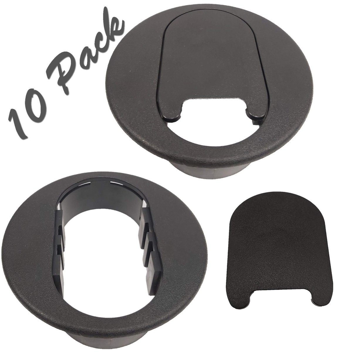 Round Plastic Desk Grommet Black 10 Pack Fits 2 25 In X 3 75 Hole 4 125 Overall Width 1 Thickness