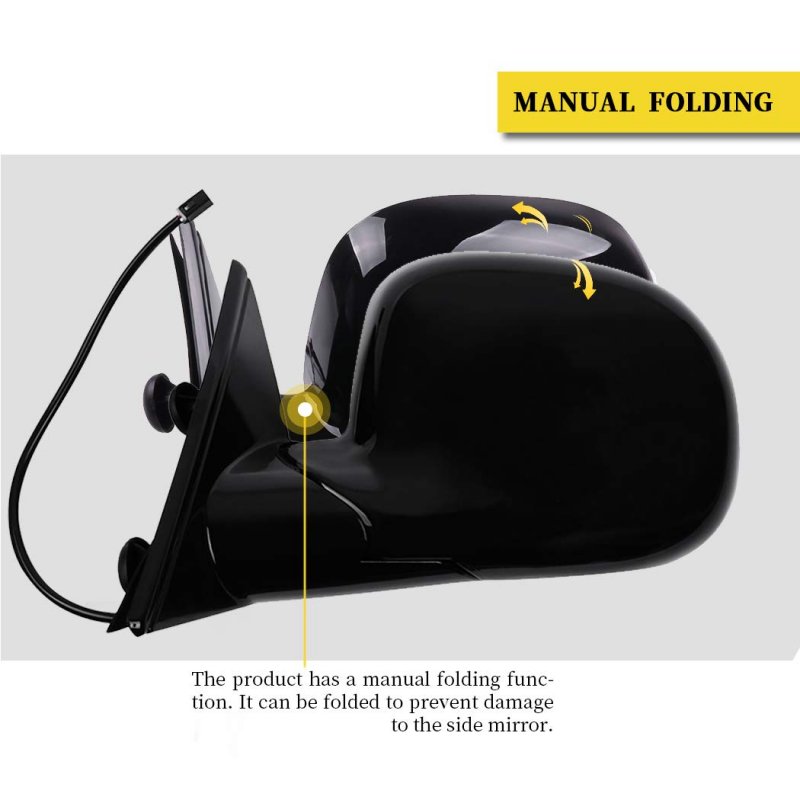 Driver Side View Mirror For 1995 1997 Chevy Blazer S10 1994 Pickup Gmc Jimmy S15 Power Adjustment Manual Fold Non Heated Black