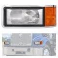 Front Left Headlight And Bezel With Bulb For Mack Ch600 Ch612 Ch613 Ch600k Cl600 Cl700 Clear Amber Lens Driver Side Replacement 