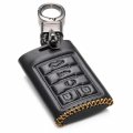 Vitodeco Genuine Leather Smart Key Fob Case Cover Protector With Chain For 2008-2009 Cadillac Cts Srx Sts Dts 5-button Black 