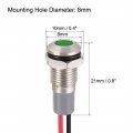 Uxcell Signal Indicator Lights Ac Dc 12v-24v 8mm Panel Mount Green Led Waterproof Metal Shell Warning Lamps For Car Motorcycles