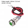 Uxcell Signal Indicator Lights Ac Dc 12v-24v 8mm Panel Mount Green Led Waterproof Metal Shell Warning Lamps For Car Motorcycles
