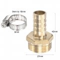 Uxcell Brass Hose Barb Fitting Straight 14mm X G3 4 Male Thread Pipe Connector With Stainless Steel Clamp Pack Of 1