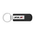 Ipick Image For Chevrolet Camaro Zl1 Silver Metal Plate Black Pu Leather Strap Key Chain Keychain Official Licensed