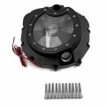 Httmt- Black W Yellow Led Clear Engine Clutch Cover Compatible With 06-14 Kawasak Zx14r Zzr1400 P N Mt313-004a-bk