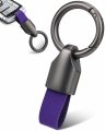 Universal Detachable Leather Car Keychain Small Fob Accessory With Zinc Alloy Buckle And Key Rings Purple Ysk-01 