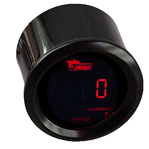 Digital Tacho Gauge Rpm Tachometer Meter 0 To 9999 2 In 52mm Red Led Light Display 12v Universal For Auto Automotive Truck Boat