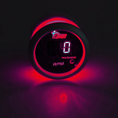 Digital Tacho Gauge Rpm Tachometer Meter 0 To 9999 2 In 52mm Red Led Light Display 12v Universal For Auto Automotive Truck Boat