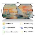 Car Windshield Sun Shade Artistic Sailing Boat Foldable Reflective Anti-uv Visor Heat Shield Keep Vehicle Cool Thicken 5-layer