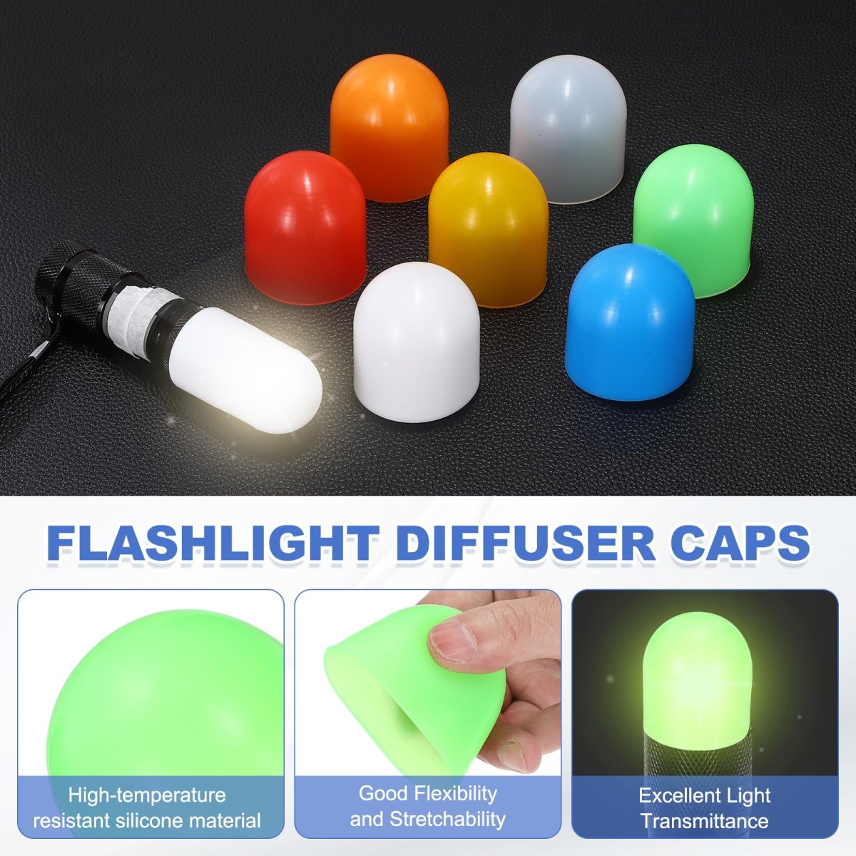 Flashlight Diffuser Caps 43mm Id X 50mm Height Flexible Silicone End Screw Thread Protector Covers For 44-46mm Torch Led Lights