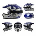 Tcmt Dot Youth Kids Motocross Offroad Street Helmet Blue Flame Motorcycle Dirt Bike Atv Goggles Gloves S
