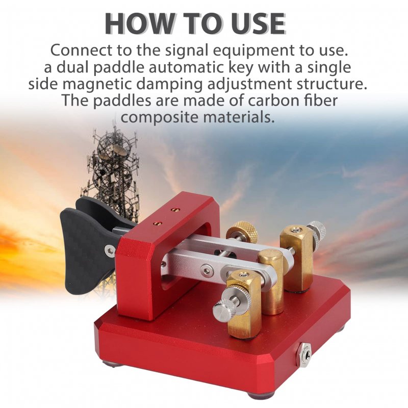 Morse Code Key 3 5mm Double Paddle Automatic Cw Shortwave Telegram For Training Red