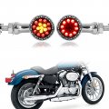 2pcs Black 15 Led Motorcycle Stop Brake Running Turn Signal Indicator Amber Lights For Street Bike Chopper Dirt Scooter Cafe 