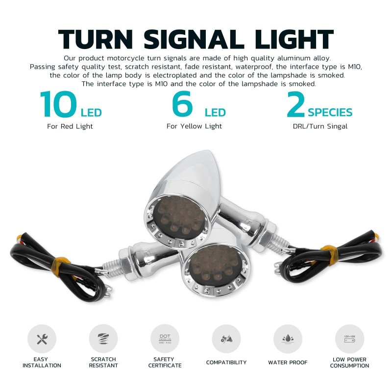 2pcs Black 15 Led Motorcycle Stop Brake Running Turn Signal Indicator Amber Lights For Street Bike Chopper Dirt Scooter Cafe