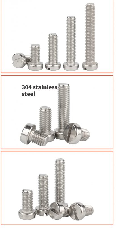 Hscrstar 2pcs M8x40mm 304 Stainless Steel One Slotted Cylindrical Head Screws Round Bolts
