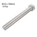 Uxcell M12x100mm Hex Bolts 304 Stainless Steel Hexagon Screw Bolt 5pcs