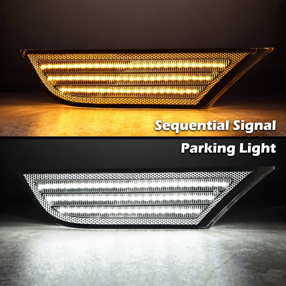 Led Sequential Signal Lamp Side Marker Lights Clear Lens