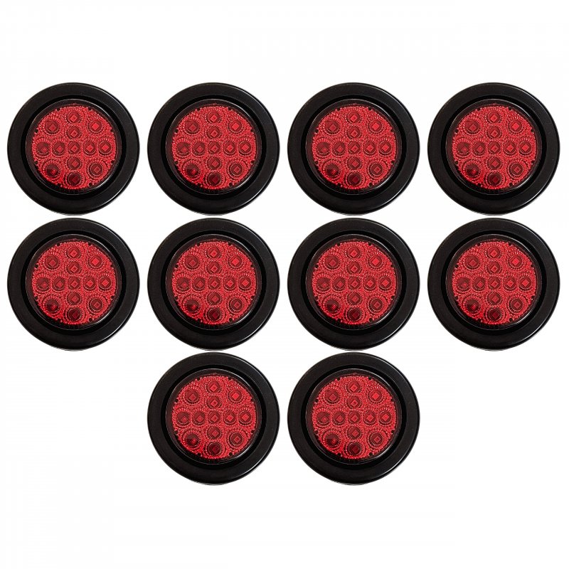 10 Pack 2 In Round Red Led Side Marker Clearance Lights 13 Leds Waterproof For Trailers Trucks Buses And Vans Includes Rubber