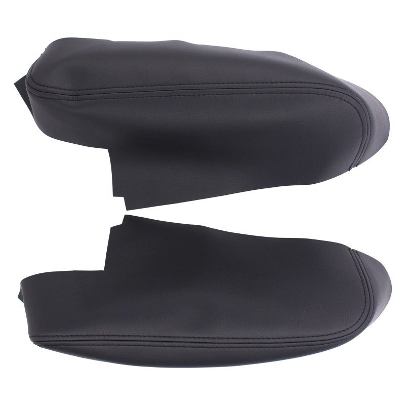 Black Synthetic Leather Front Left And Right Door Panels Armrest Cover