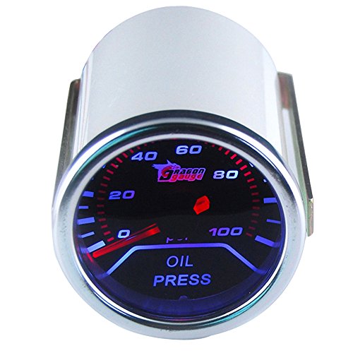 Universal 2 In 52mm Oil Pressure Gauge Kit With Smoke Tint Lens White Led Display And Red Illuminated Needles For Auto Truck