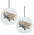 Set Of 2 Bathtub Bath Time Solid Ceramic Fan Pulls 