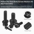 M3 X 8mm Carbon Steel Phillips Pan Head Machine Screws Bolts Combine With Spring Washer And Plain Washers 100pcs