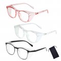 Uzuibang 3pack Safety Glasses For Men Women Black Pink Clear Anti Fog Goggles Comfortable Blue Light Blocking Uv Protective 