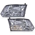 Headlight Assembly For 2009-2012 Dodge Ram 1500 2500 3500 Only Fits Quad Headlamps Models Smoky Lens Chrome Housing Clear 