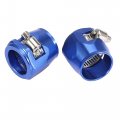 X Autohaux 4pcs An12 Hex Blue Car Hose Finisher Flexible Rubber Pipe Clamp With Screw Band Adapter Fitting For Oil Fuel Water