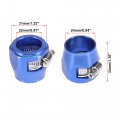 X Autohaux 4pcs An12 Hex Blue Car Hose Finisher Flexible Rubber Pipe Clamp With Screw Band Adapter Fitting For Oil Fuel Water