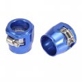 X Autohaux 4pcs An12 Hex Blue Car Hose Finisher Flexible Rubber Pipe Clamp With Screw Band Adapter Fitting For Oil Fuel Water