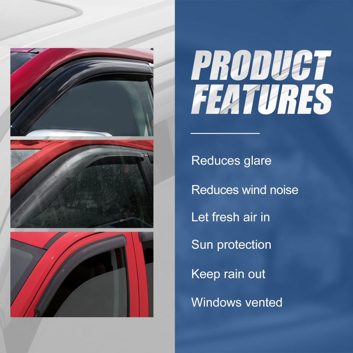 Window Rain Guards For 1984-2001 Jeep Cherokee Carbon Fiber Pattern Vent Visors And Shades Glossy Black Set Of 4