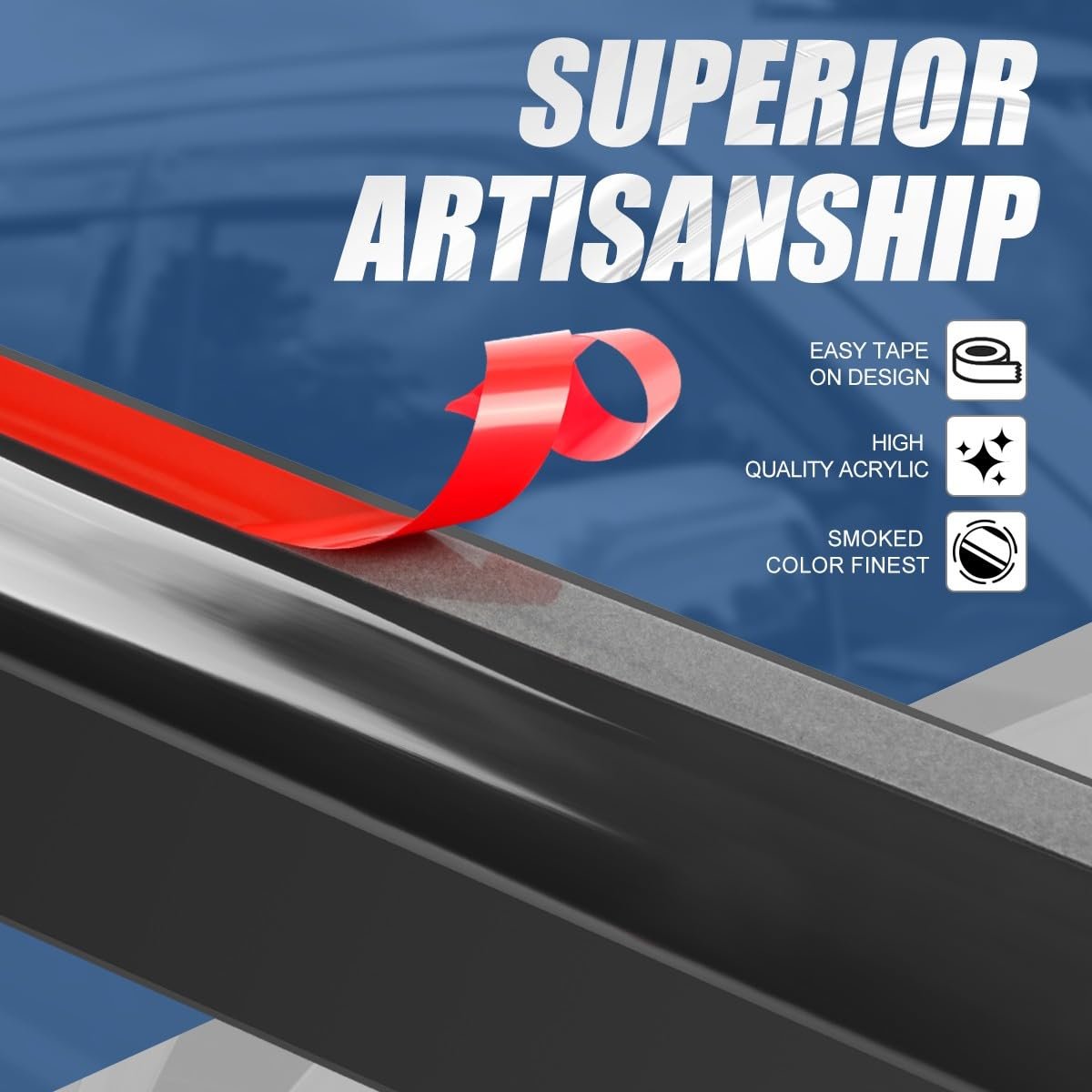 Window Rain Guards For 1984-2001 Jeep Cherokee Carbon Fiber Pattern Vent Visors And Shades Glossy Black Set Of 4