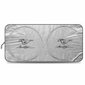 Ford Mustang Pony And Script Universal Fit One-piece Easy Folding Silver Reflective Fabric Windshield Sun Shade Size 64 X 32 